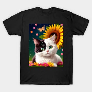 Adorable Cat Illustration - Modern Digital Art T-Shirt